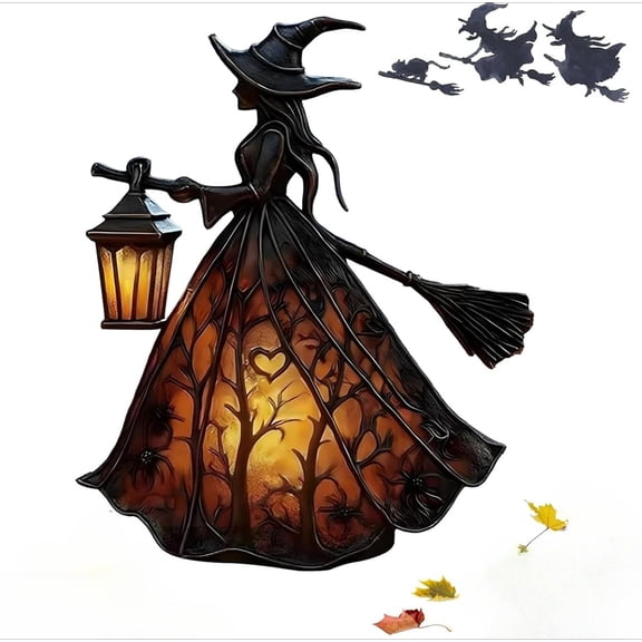 Halloween Witch Lamp, Witchy Lamp Tall Witch Lamp , Stained Decor for Party Tabletop