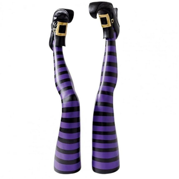Halloween Witch Legs Halloween Decoration Reusable Striped Prosthetic Legs Garden Ornaments for Indoor or Outdoor
