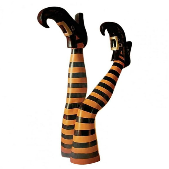 Halloween Witch Legs Halloween Decoration Reusable Striped Prosthetic Legs Garden Ornaments for Indoor or Outdoor