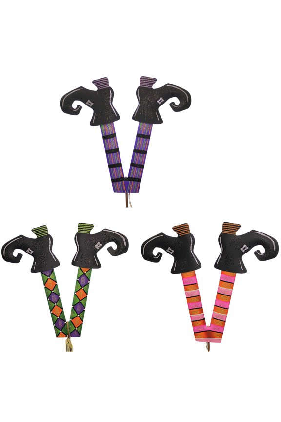 Witch Legs Multi-Color Set/3 Metal Boots Glitter F22079
