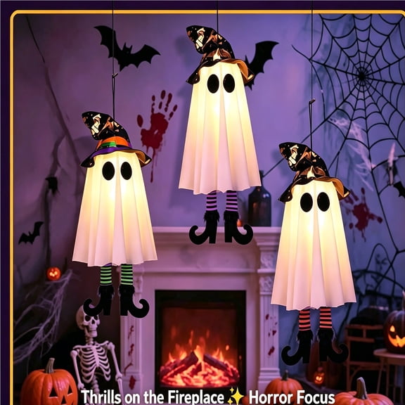 Halloween Witch Light Set Of 3 LED Hanging And Standing Decor With 3 Lighting Modes Warm White 60cm Tall