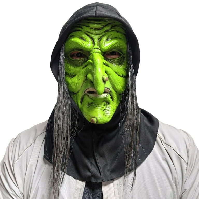 Halloween Witch Mask Scary popular Realistic Costume Mask with Hair