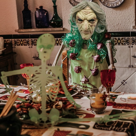 Halloween Witch Mask Green Face Scary Cosplay Costume Breathable Reusable1 Pc