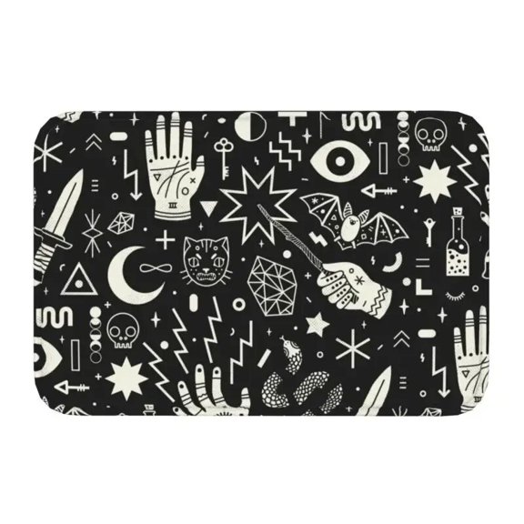 Halloween Witch Moonlight Ride Front Floor Door Entrance Mat Outdoor Goth Occult Bathroom Kitchen Doormat Garage Carpet Rug