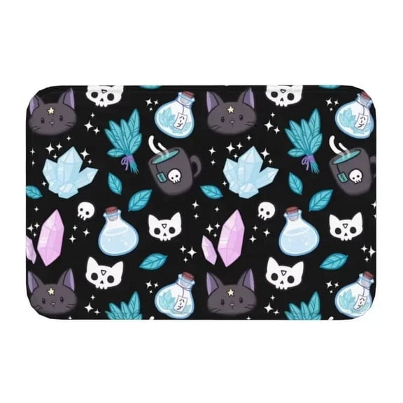 Halloween Witch Moonlight Ride Front Floor Door Entrance Mat Outdoor Goth Occult Bathroom Kitchen Doormat Garage Carpet Rug
