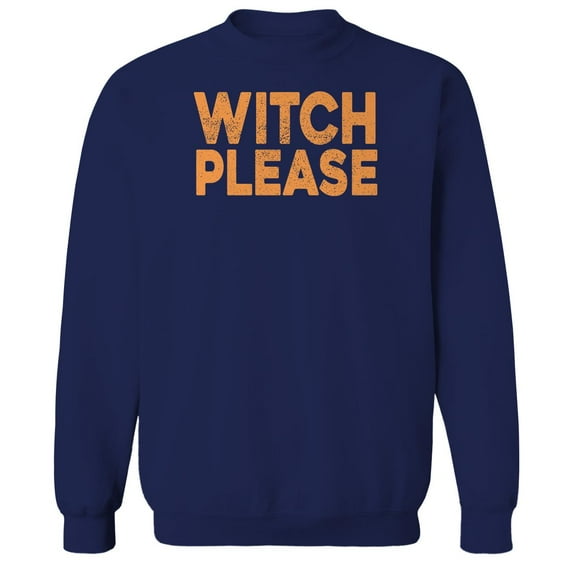 Halloween Witch Please Graphic Navy Men's Cotton Pullover Sweatshirt