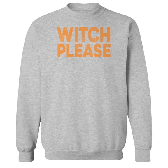 Halloween Witch Please Graphic Sport Grey Men's Cotton Pullover Sweatshirt