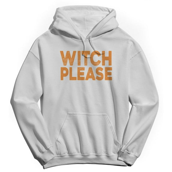 Halloween Witch Please Graphic White Men's Cotton Pullover Hoodie