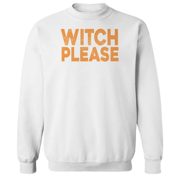 Halloween Witch Please Graphic White Men's Cotton Pullover Sweatshirt