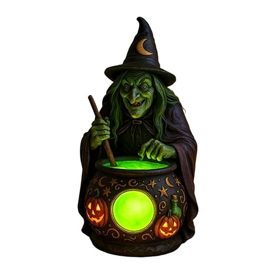 Halloween Witch Pot Lights, Halloween Interior Decorations, Emit Spooky Green Light, Led Landscape Lights, Witches Brew Pot Lights, Witches Ghost Lights for Home And Holiday Garden Decorations.