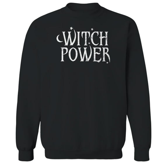 Halloween Witch Power Graphic Black Men's Cotton Pullover Sweatshirt