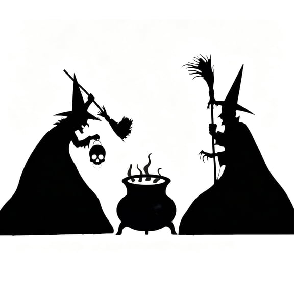 Halloween Witch Silhouette Decor Outdoor, Witch,And Cauldron Yard Decorations, Scary Halloween Decor for Home, Party, Gift, Waterproof and Durable (Easy Setup with Stakes)