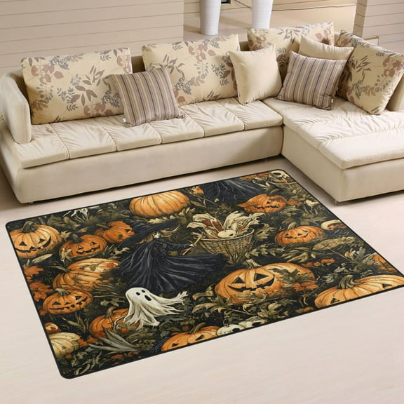 Halloween Witch Soft Polyester Area Rug 60''x39'', Non Slip, Memory Foam, Water Absorbent