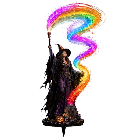 Halloween Witch Solar Garden Light, Outdoor Colorful Led Yard Ornament For Patio Porch Flower Bed Pathway And Garden, Automatic Evening Lighting For Outdoor Gatherings