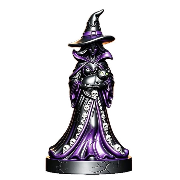 Halloween Witch Statue 6" Resin Gothic Figurines Bookshelf Desktop Decor Ornament