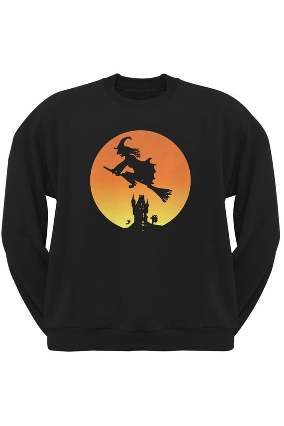 Halloween Witch Sunset Black Adult Sweatshirt - Large