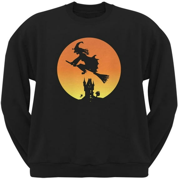 Halloween Witch Sunset Black Adult Sweatshirt - X-Large