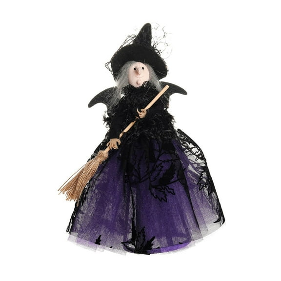 Halloween Witch Tree Topper Decoration, 10.24 Inch Witch Halloween Hanging Decorations for Halloween Desktop, Treetop, Fireplace, Home