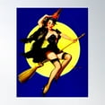 thumbnail image 1 of Halloween Witch Vintage Elvgren Pinup Print Poster Wall Art, Modern Wall Decor For Living Room Bedroom, 16x24 UNFRAMED, 1 of 3