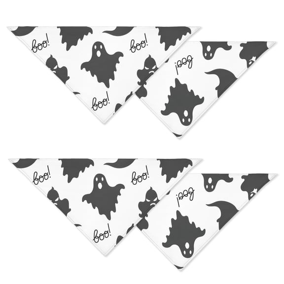 Halloween Witch Wizard Spooky Candy Dog Bandanas 2 Pack, Adjustable Double Sided Pet Scarf with Black Cat Patterns