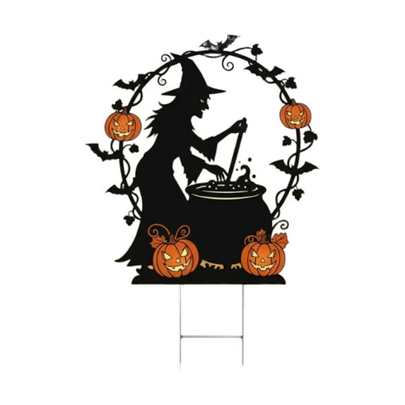 Halloween Witch Yard Stake - Black Cat Yard Decor - Garden Witch Hat Holiday Decor, Outdoor Ground Insert Halloween Kitty with Witch Hat for Garden Yard Decor
