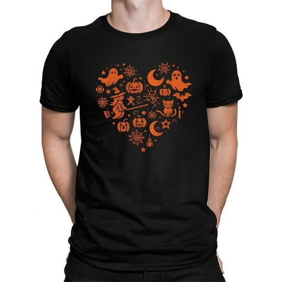 Halloween Witch and Ghost Heart Design Graphic - Men's T-shirt