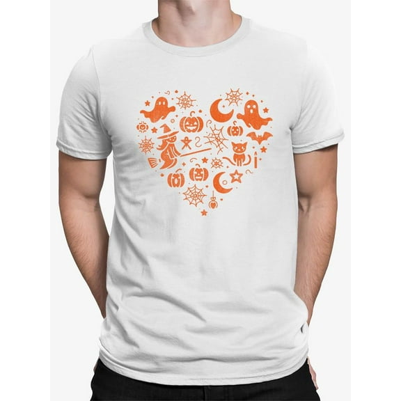 Halloween Witch and Ghost Heart Design Graphic - Men's T-shirt