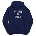 thumbnail image 1 of Halloween Witches Be Crazy Graphic Navy Men's Cotton Pullover Hoodie, 1 of 1
