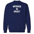 thumbnail image 1 of Halloween Witches Be Crazy Graphic Navy Men's Cotton Pullover Sweatshirt, 1 of 1