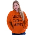 thumbnail image 1 of Halloween Witches Be Trippin Pun Hoodie Sweatshirt Women Brisco Brands S, 1 of 4
