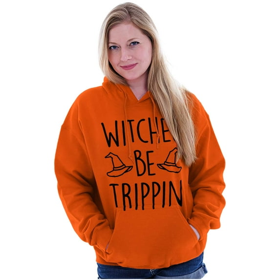 Halloween Witches Be Trippin Pun Hoodie Sweatshirt Women Brisco Brands S