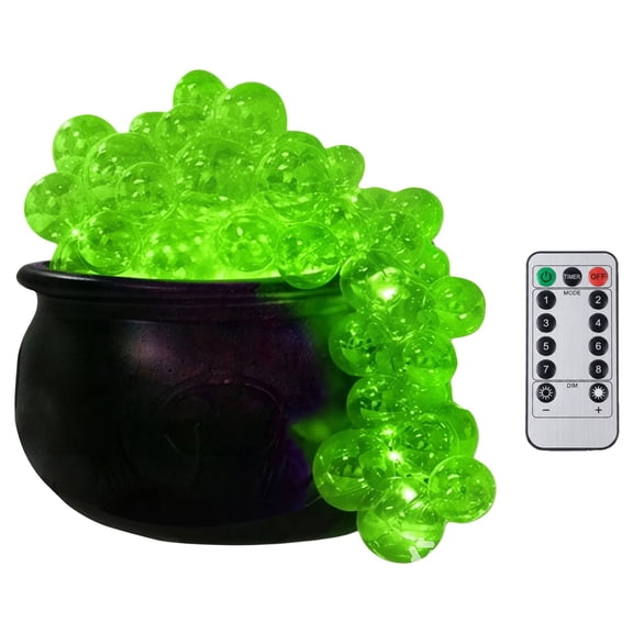 Halloween Witches Bubbling Cauldron DIY Set with Built in Light for Table Mantle Decor, Black Plastic Cauldron Pot for Display, Halloween Party Indoor Decoration Supplies for Home Decor
