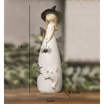 Halloween Witches Figurine Tabletop Decor, Holiday Spooky Witch Statues Decorations Resin Figurines Shelf Sitter Table Centerpiece