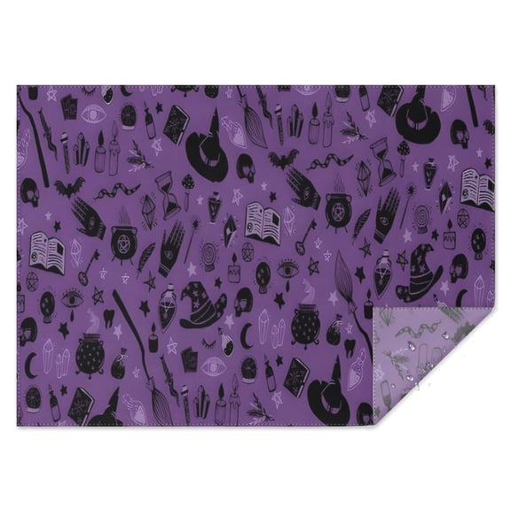 Halloween Witchy Elements Pattern Rectangle Tablecloth 60"x84",Waterproof Polyester Rectangle Table Cloth, Wipeable Spillproof Polyester Tablecloth for Dining, Camping, Indoor and Outdoor