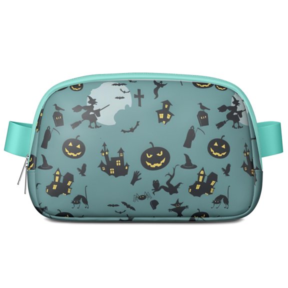 Halloween Witchy Motifs Pattern Cute Fanny Packs for Women,Travel Waterproof Crossbody Fanny Bags Waist Purse for Women Anti Theft Adjustable Strap for Running Travel Cycling