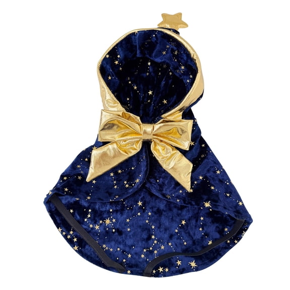 Halloween Wizard Cape for Cats and Small Dogs, Adjustable Pet Wizard Cloak for Kitten Puppy, Funny Cosplay Outfit for Halloween Party Dress Up and Pet Parades S