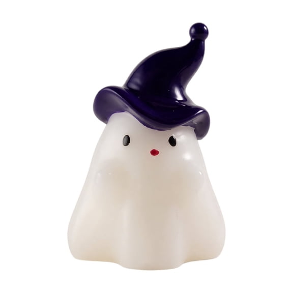Halloween Wizard Ghost Candles, Amber Scented Cute Spooky Decor, 3 Inch Handmade Shaped Wax with Cotton Wick, Clean Burning Home Party Favors & Fall Table Centerpiece Gift