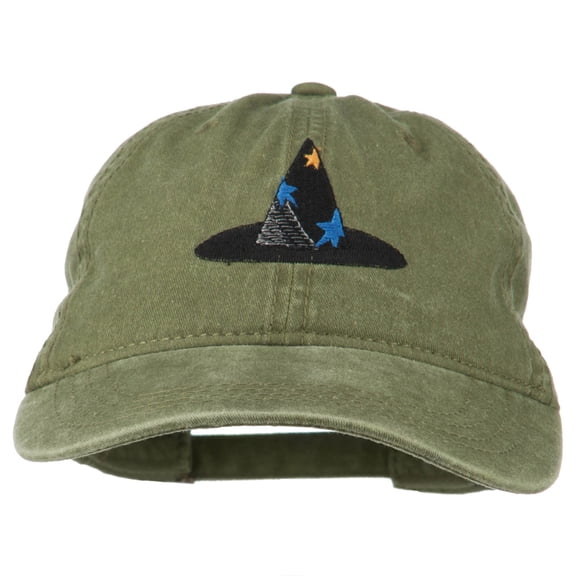 Halloween Wizard Hat Embroidered Cap - Olive Green OSFM
