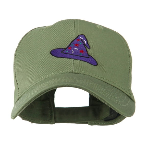 Halloween Wizard Hat Embroidered Cap - Olive OSFM