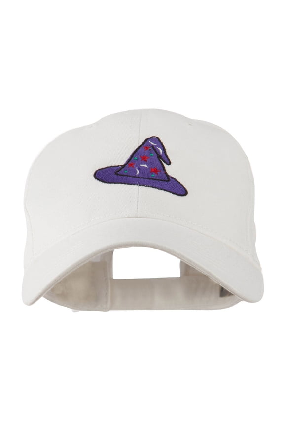 Halloween Wizard Hat Embroidered Cap - White OSFM