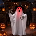 thumbnail image 1 of Halloween Wizard Hat Ghost Ornament, Hanging Luminous Ghost Decor with LED Light for Porch Tree Party (11.81x7.87x3.94in), 1 of 6