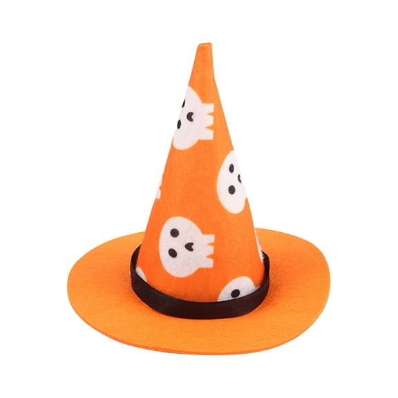 Halloween Wizard Hat Pet Costume Adjustable Witch Headwear for Cats and Small Dogs Festive Dress Up Orange