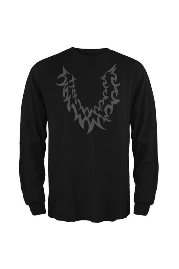 Halloween Wolf Costume Black Mens Long Sleeve T Shirt Black MD