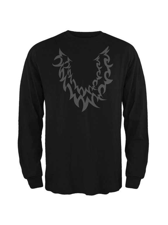 Halloween Wolf Costume Black Mens Long Sleeve T Shirt Black MD