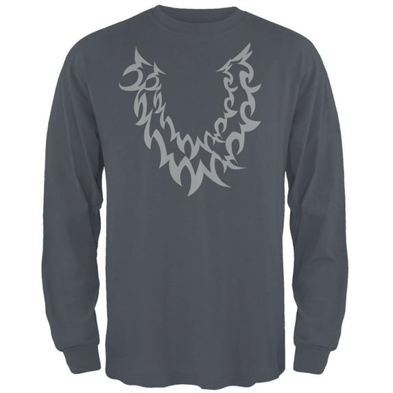 Halloween Wolf Costume Grey Mens Long Sleeve T Shirt Charcoal X-LG