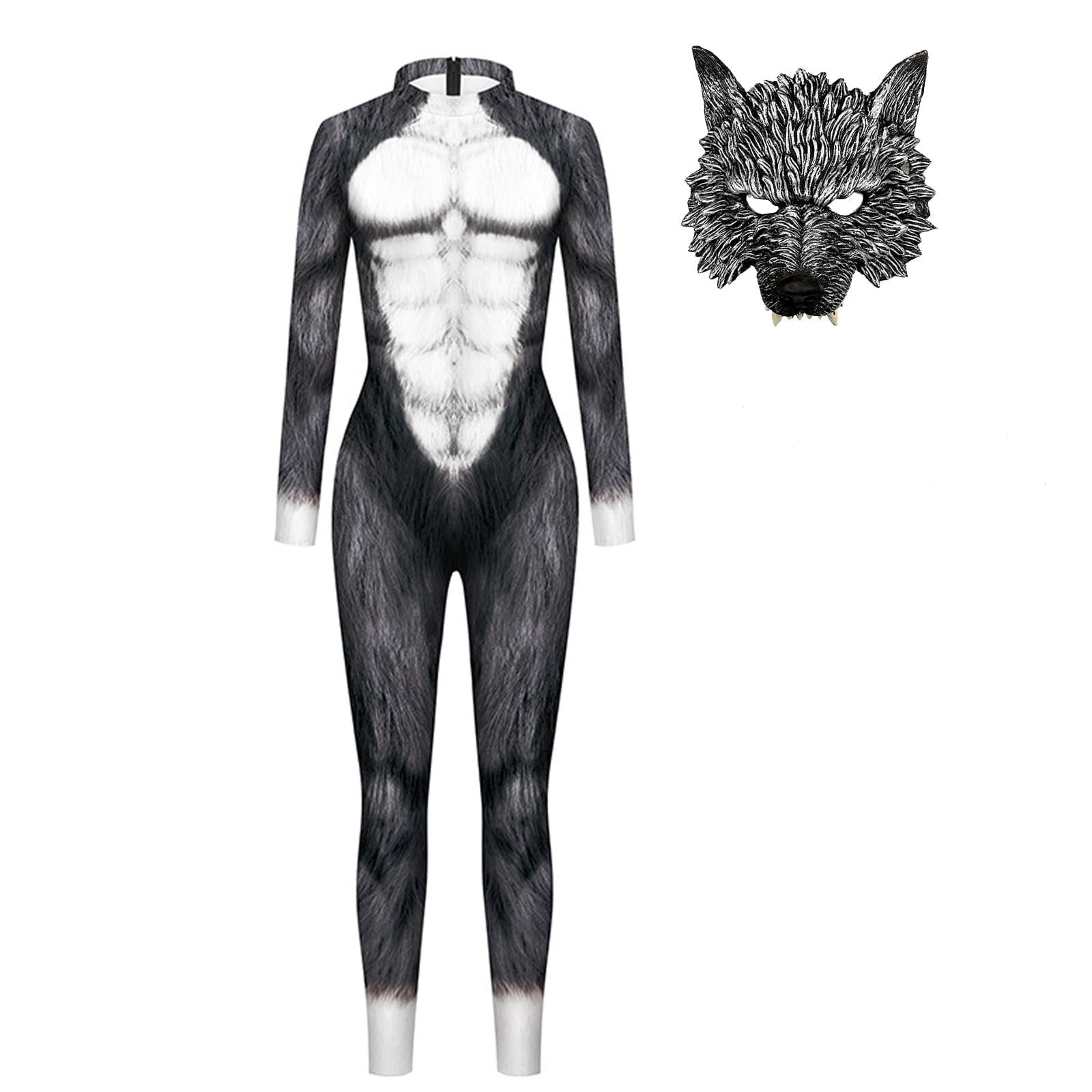 Werewolf Uniform Halloween Wolf Costume with Wolf Mask,Men's Werewolf Cosplay Costume ...