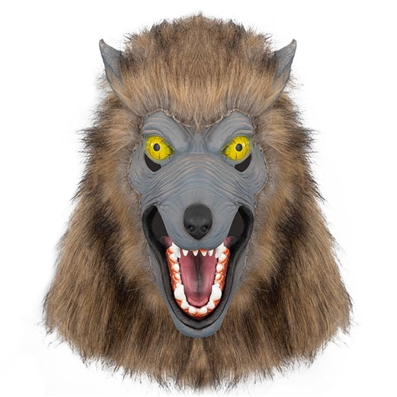 Halloween Wolf Mask,Horror Werewolf Mask with Hair, Grey Wolf Mask, Scary Latex Wolf Mask for Halloween Party Carnival,Wolf Head Mask