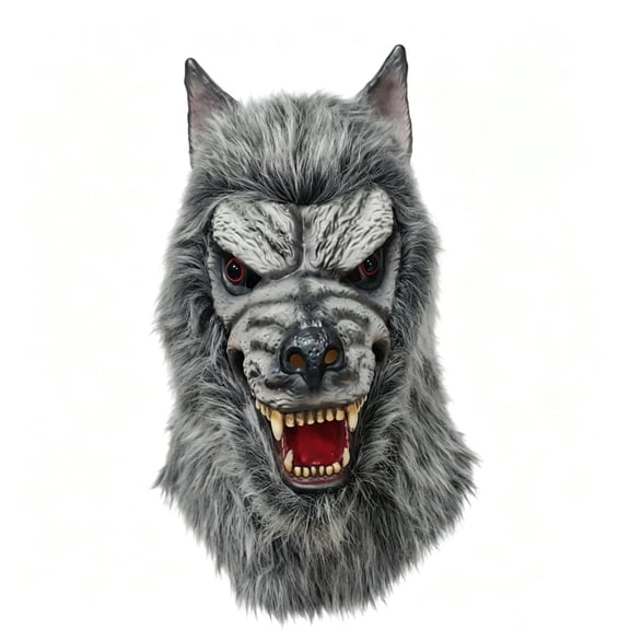 Halloween Wolf Mask,Realistic Furry Werewolf Mask,Scary Latex Wolf Headwear