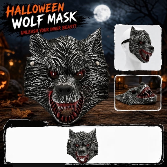 Halloween Wolf Mask Scary Wolf Mask 10 X 9 Inch Face Mask for Masquerade Party Adult Size Halloween Mask Halloween Accessory Single Pack