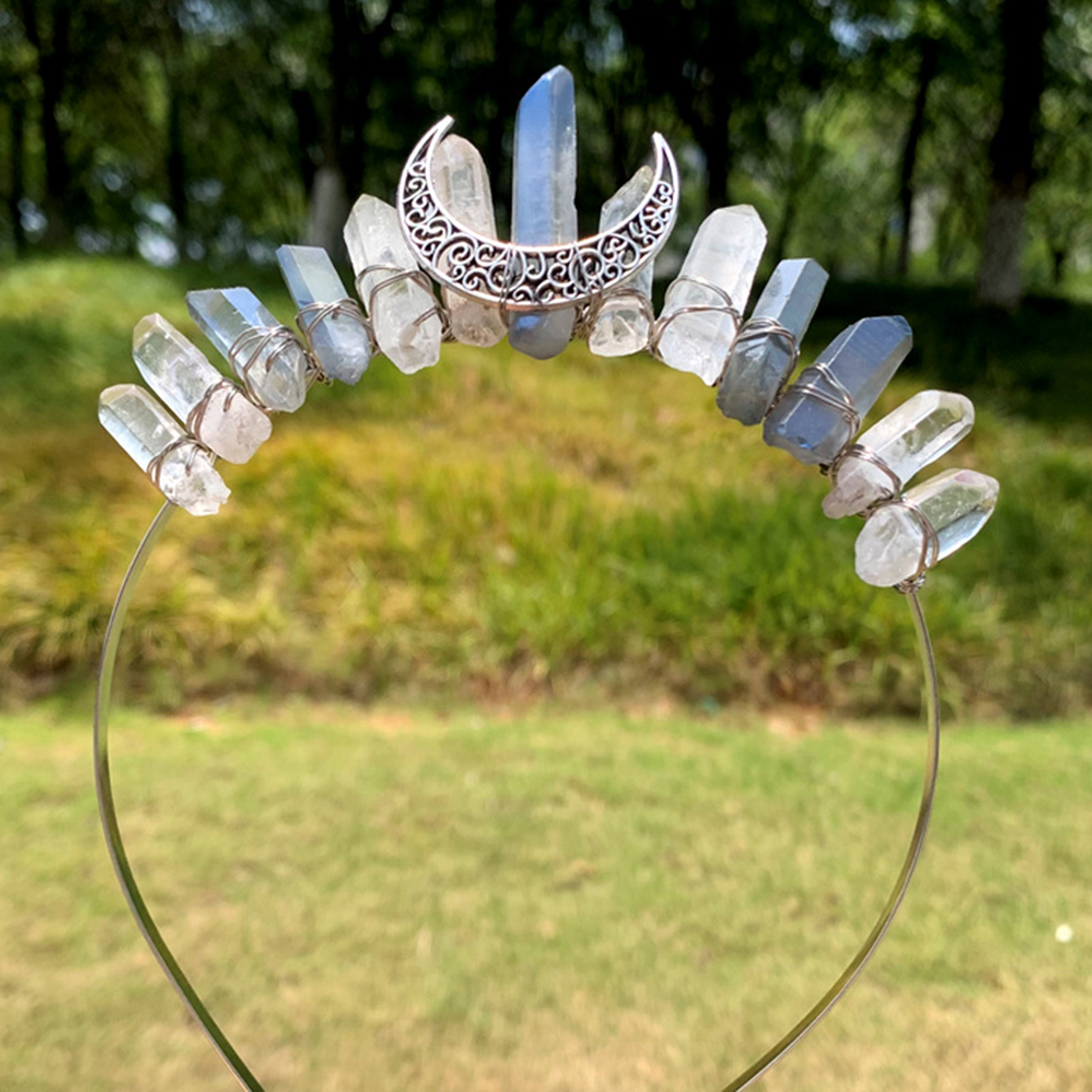 Halloween Women Amethyst Crystal Crown Headband Raw Quartz  display picture 1
